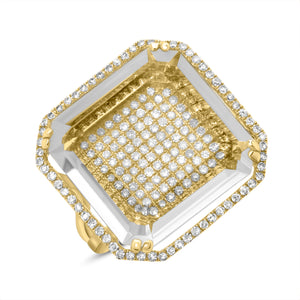 14k Yellow Gold, Diamond, Squared Topaz, Ring