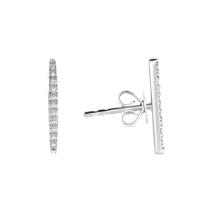 14K White Gold, Diamond, Line Stud , Earring