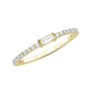 14k Yellow Gold, Diamond, Small Rectangular Center, Ring