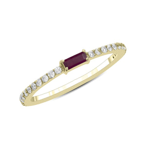 14K Yellow Gold, Diamond, Maroon Center, Ring