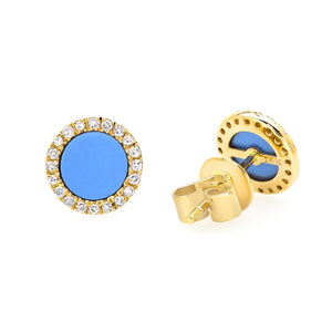 14K Yellow Gold, Diamond, Blue Moon , Earring