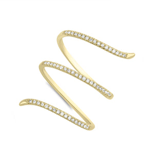 14k Yellow Gold, Diamond, Spiral, Ring