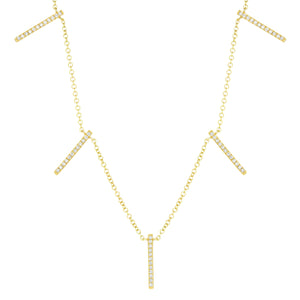 14K Yellow Gold,Diamond, Lines, Necklace