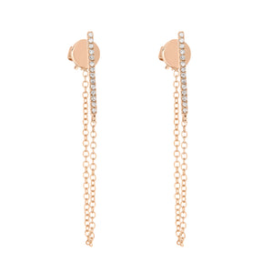 14K Yellow Gold, Diamond, Long Chain, Earring