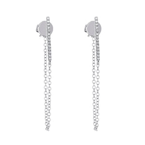 14K White Gold, Diamond, Long Chain, Earring