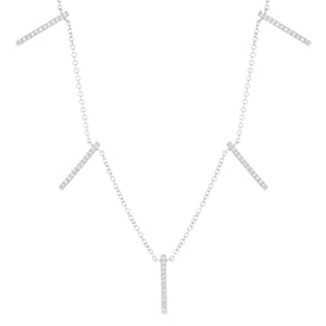 14K White Gold,Diamond, Lines, Necklace