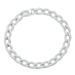 14k White Gold, Diamond, Chained Pattern, Bracelet