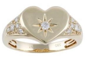 Mini Starburst Heart Signet Ring