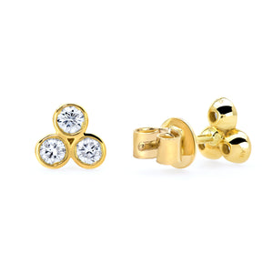 14K Yellow Gold, Diamond, Small Flower , Earring