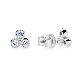 14K White Gold, Diamond, Small Flower , Earring