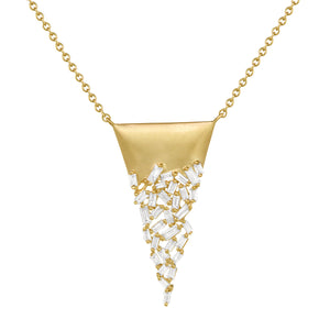 Baguette Triangle  Necklace 14k