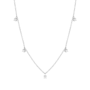 14K White Gold, Diamond, Five Circles , Necklace