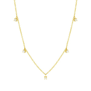 14K Yellow Gold, Diamond, Five Circles , Necklace