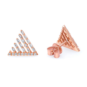 14K Yellow Gold, Diamond, Triangle Stud , Earring