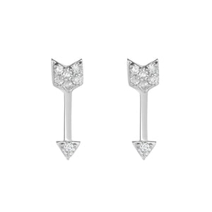 14K White Gold, Diamond, Arrow , Earring