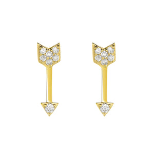 Rose Gold, Diamond, Arrow , Earring 14k