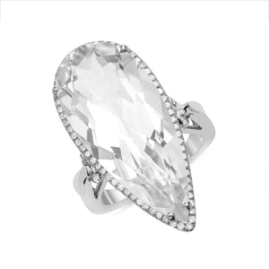 14k White Gold, Diamond, Inverse Tear Drop, Ring