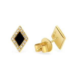 Black Onyx and Diamond Earrings 14k