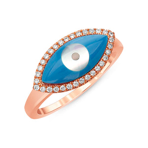 14k White Gold, Diamond, Blue Eyed, Ring