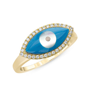 14k White Gold, Diamond, Blue Eyed, Ring