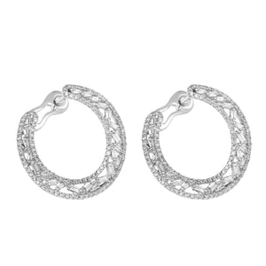 14K White Gold, Diamond, Luxury Hoop , Earring