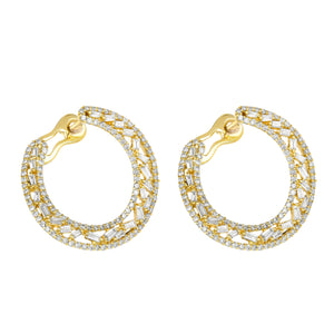 14K Yellow Gold, Diamond, Luxury Hoop , Earring