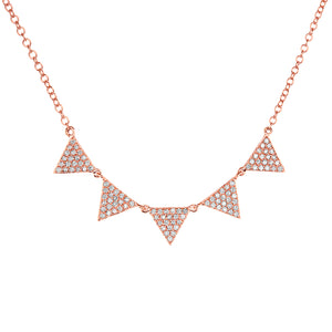 14k Yellow Gold, Diamond, Five Triangle, Necklace