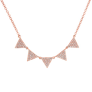 14k Rose Gold, Diamond, Five Triangle, Necklace