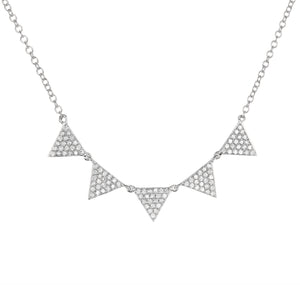 14k Yellow Gold, Diamond, Five Triangle, Necklace