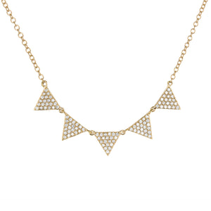 14k White Gold, Diamond, Five Triangle, Necklace