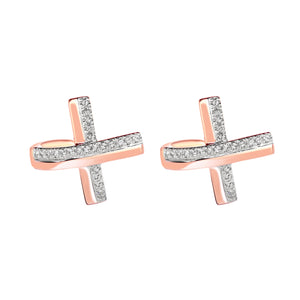 14K Rose Gold, Diamond, Twisted Square , Earring
