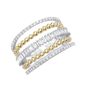 14k White Gold, Diamond, Three Design Combo,Ring