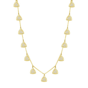 Diamond Dangling Triangle Necklace 14k