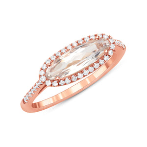 14k Yellow Gold, Diamond, Elongated Oval, Ring