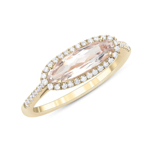 14k Yellow Gold, Diamond, Elongated Oval, Ring