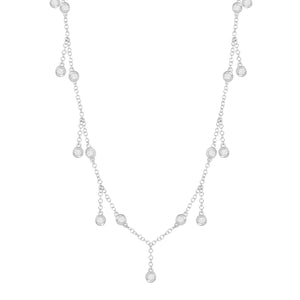 14K White Gold,Diamond, Dangling Circle , Necklace c