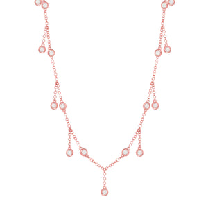 14K Rose Gold,Diamond, Dangling Circle , Necklace