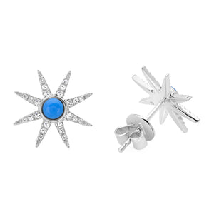 14K Yellow Gold, Diamond, Turquoise Star , Earring