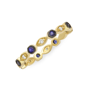 14k Yellow Gold, Diamond, Royal Purple, Ring