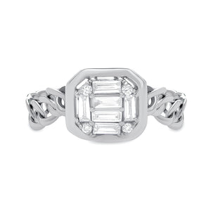 14k White Gold, Diamond, Hexagone Shaped, Ring