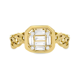 14k Rose Gold, Diamond, Hexagone Shaped, Ring