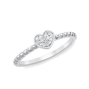 14k White Gold, Diamond, Heart Shaped, Ring