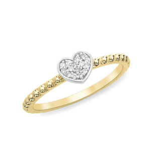 14k Yellow Gold, Diamond, Heart Shaped, Ring