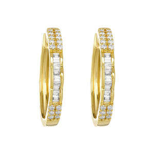 14K Yellow Gold, Diamond, Channel Set  , Earring