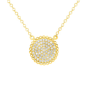 14K Yellow Gold,Diamond, Sunflower, Necklace