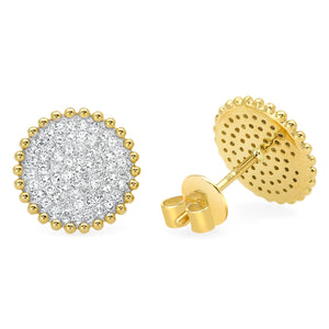 14K Yellow Gold, Diamond, Sun Flower , Earring