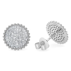 14K White Gold, Diamond, Sun Flower , Earring