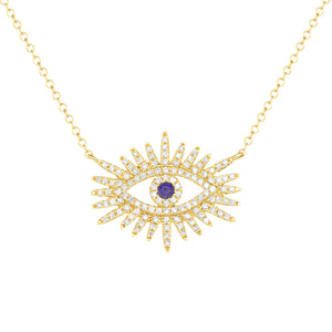 14K Rose Gold,Diamond, Blue Eye , Necklace