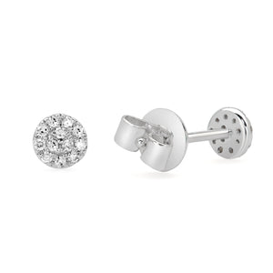 14K White Gold, Diamond, Small Zinnia , Earring