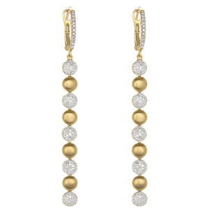 14k Yellow Gold, Diamond, Pearl Drops, Earring